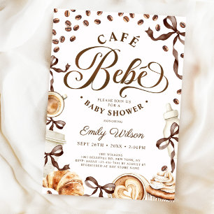 Cafe Bebe Coffee Beans Baby Shower Invitation