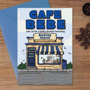 Cafe Bebe - Coffee Theme Baby Shower Invitation