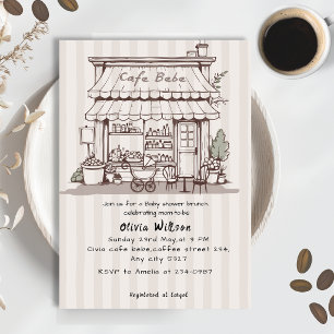 Cafe Bebe Coffee theme gender neutral Baby shower Invitation