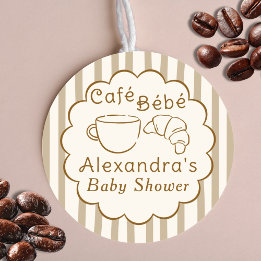 Cafe Bebe French Coffee Personalised Baby Shower Classic Round Sticker