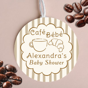Cafe Bebe French Coffee Personalised Baby Shower Classic Round Sticker
