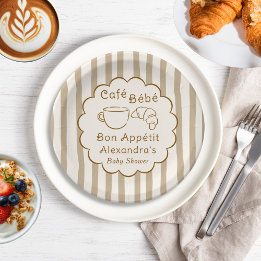 Cafe Bebe French Coffee Personalized Baby Shower Paper Plate