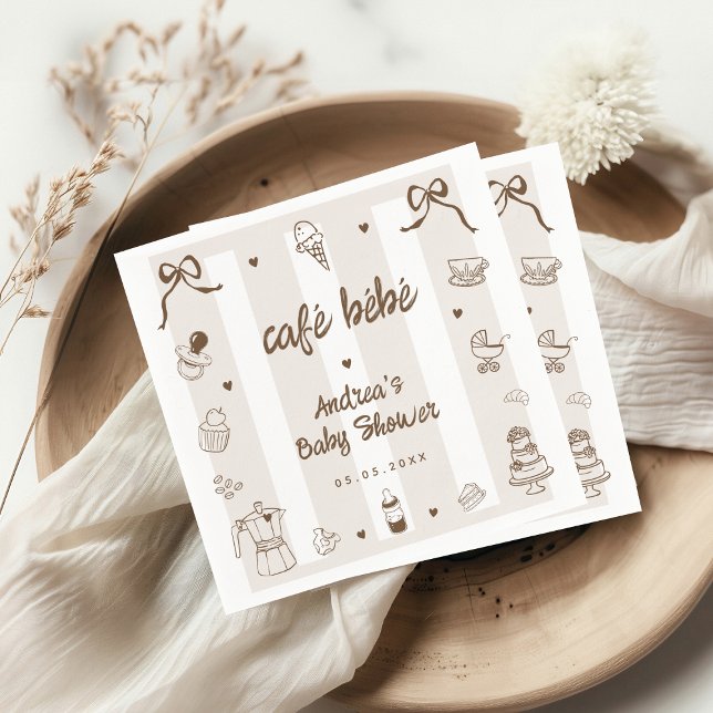 Café Bébé French Hand Drawn Baby Shower Napkin (Creator Uploaded)
