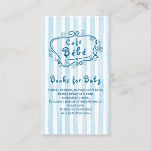 Café Bébé French Modern Blue Boy Baby Shower Enclosure Card