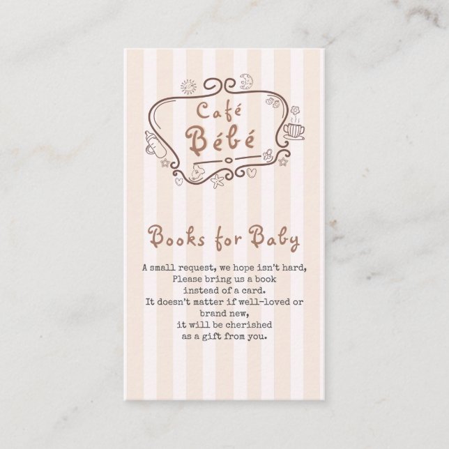 Café Bébé French Modern Gender Neutral Baby Shower Enclosure Card (Front)