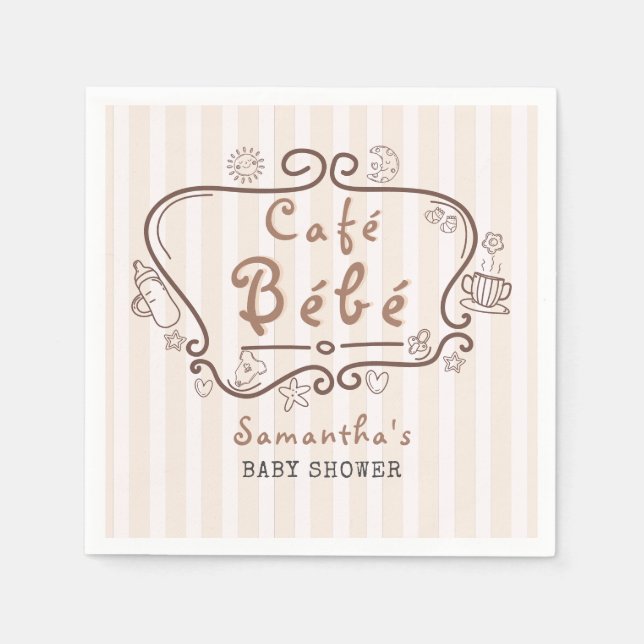 Café Bébé French Modern Gender Neutral Baby Shower Napkin (Front)