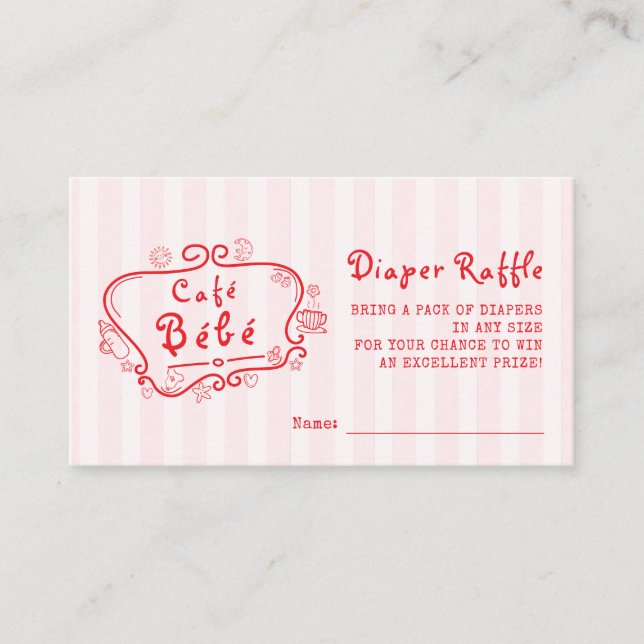 Café Bébé French Modern Pink Girl Baby Shower Enclosure Card (Front)