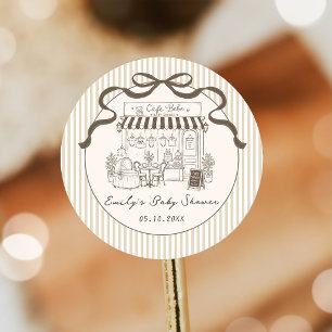 Cafe Bebe Gender Neutral Bow Baby Shower Sticker