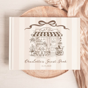Cafe Bebe Gender neutral Handdrawn Bow Baby Shower Guest Book