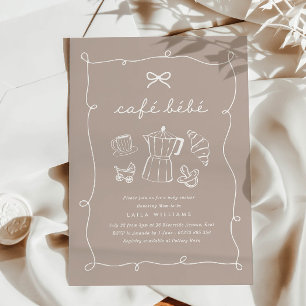 Cafe Bebe Home Coffee Baby Shower Latte Invitation