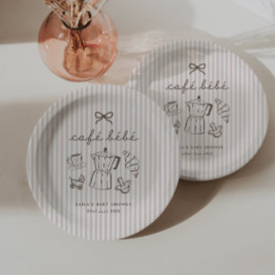Cafe Bebe Home Coffee Baby Shower Stripy Paper Plate