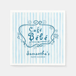 Café Bébé Modern French Blue Boy Baby Shower Napkin