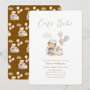 Café Bébé Mummy Sheep  Balloon Coffee Baby shower Invitation