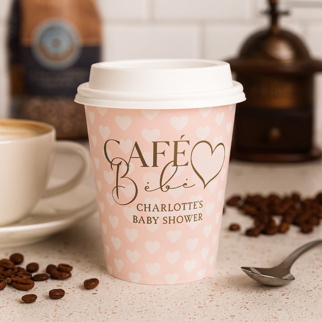 Café Bébé Paris Themed Baby Shower Paper Cups (Add a sweet touch to your celebration with these Café Bébé Themed Baby Shower Paper Cups.)