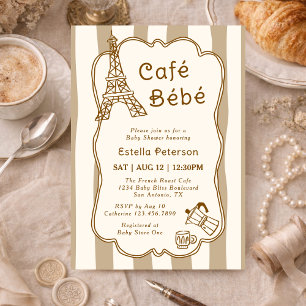 Cafe Bebe Parisian Coffee Shop Themed Baby Shower Invitation