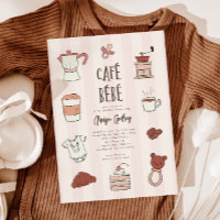 Cafe Bebe Pink Baby Shower Invitation