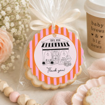 Café Bébé Pink Orange Baby Shower Thank You