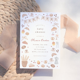 Cafe Bebe Watercolor Baby Shower Invitation