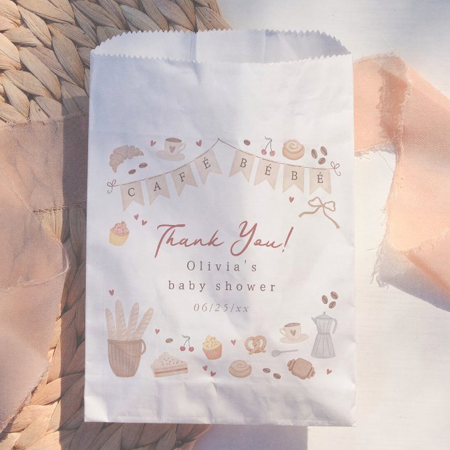 Cafe Bebe Watercolor French Bakery Baby Shower Favour Bags (Creator Uploaded)