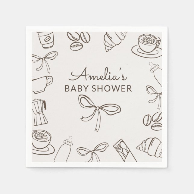 Cafe Bebe Whimsical Bow Baby Shower  Napkin (Front)