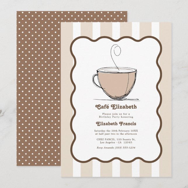 Café Birthday Party Invitation (Front/Back)