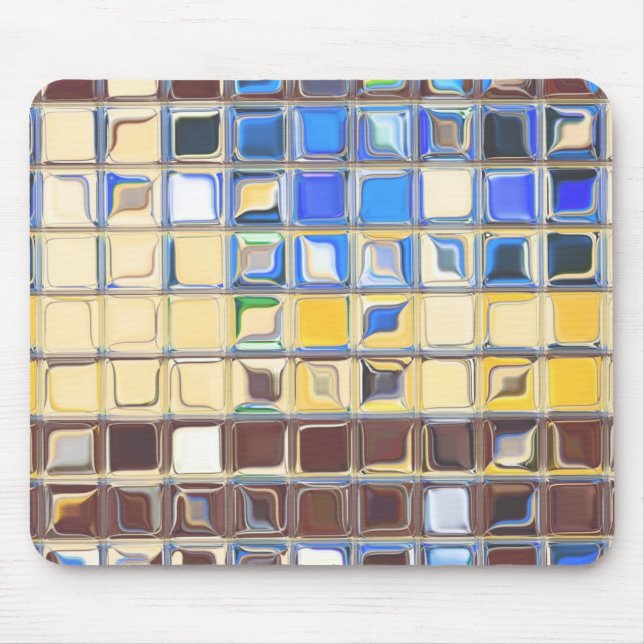 Cafe Blue ~ glass tiles Mouse Mat (Front)