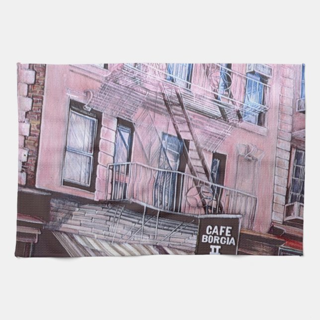 Cafe Borgia Tea Towel (Horizontal)