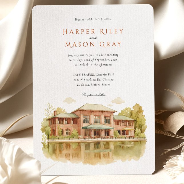 Café BRAUER Lincoln Park Chicago Wedding Invitation (Creator Uploaded)