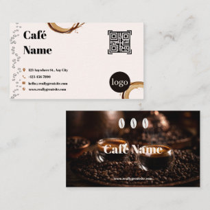 Café Business Card QR Code Coffee Splash