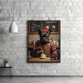 Café Chaos: French Bulldog Behind the Bar Poster