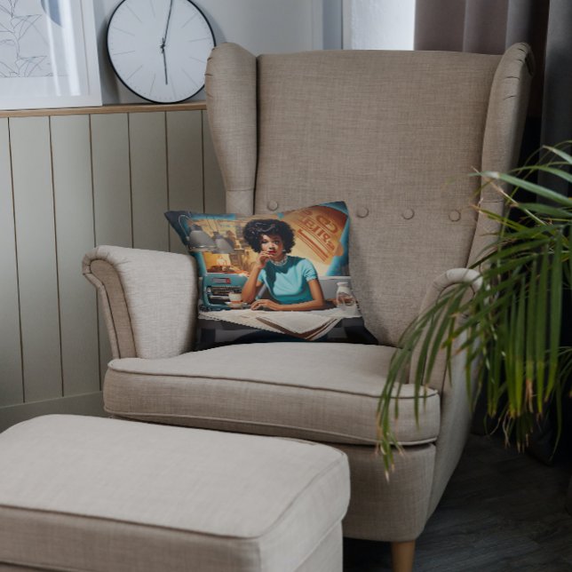 Café Chronicle: Retro Newsreader  Cushion (Creator Uploaded)