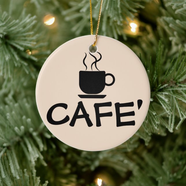 CAFE' COFFEE CERAMIC ORNAMENT (Tree)
