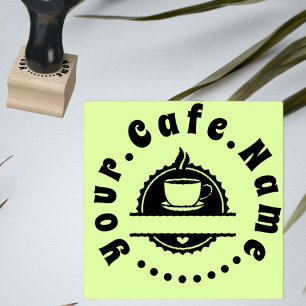 Cafe coffee cup logo image rubber stamp