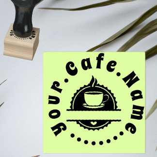 Cafe coffee cup logo image rubber stamp