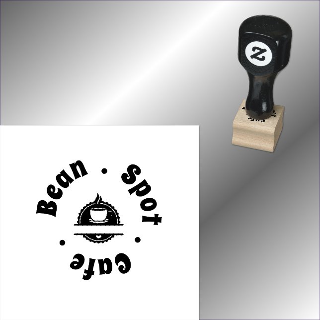 Cafe  coffee cup logo image rubber stamp (Fully custom, super clear to read.)