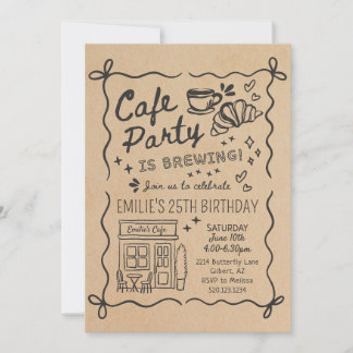 Cafe Coffee Party Birthday Invitation