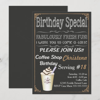 Cafe Coffee Shop Birthday Party Invitation
