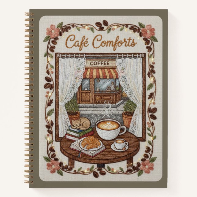Café Comforts Embroidered Coffee Shop & Book  (Front)