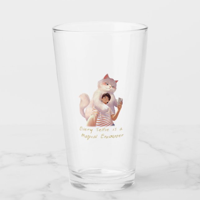 Café Companion – Selfie with a Giant Cat Glass (Front)
