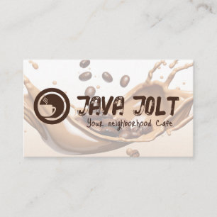 Cafe Cup Logo   Coffee Beans Splash Business Card