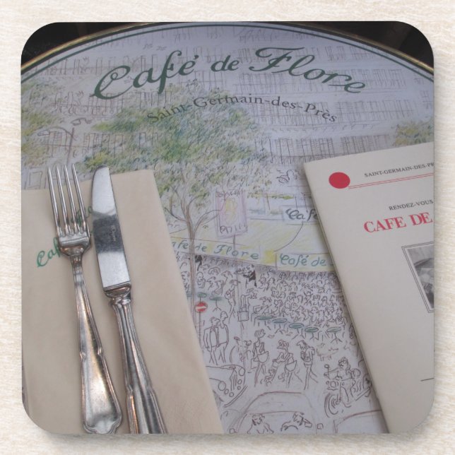 Cafe de Flore, Paris, France - Place Setting, Menu Coaster (Front)