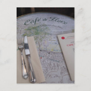 Cafe de Flore, Paris, France - Place Setting, Menu Postcard