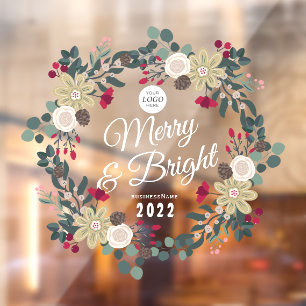 Cafe decals, Merry and bright  Window Cling