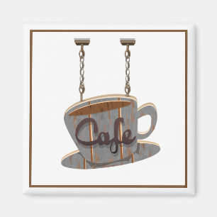 Cafe diner sign coffee shop wood hanging sign magnet