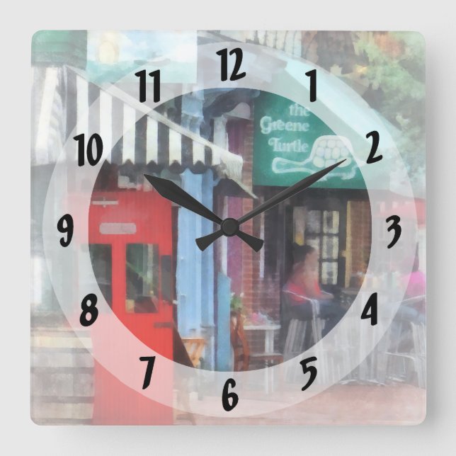 Cafe Fells Point MD Square Wall Clock (Front)