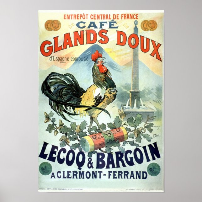 Cafe Glands Doux Vintage, French, Advertising Poster (Front)