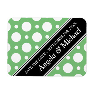 Cafe Green Assorted Polka Dots Save the Date Magnet