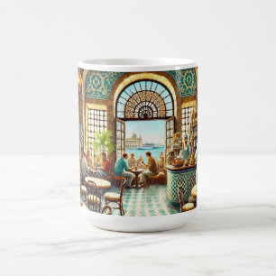 Cafe in Alexandria Egypt Watercolor Painting Coffee Mug