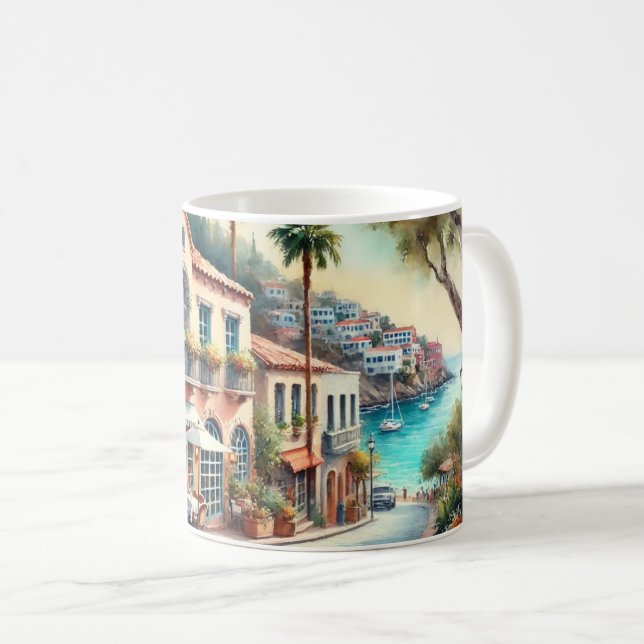 Cafe in Avalon Catalina Island California Coffee Mug (Front Right)