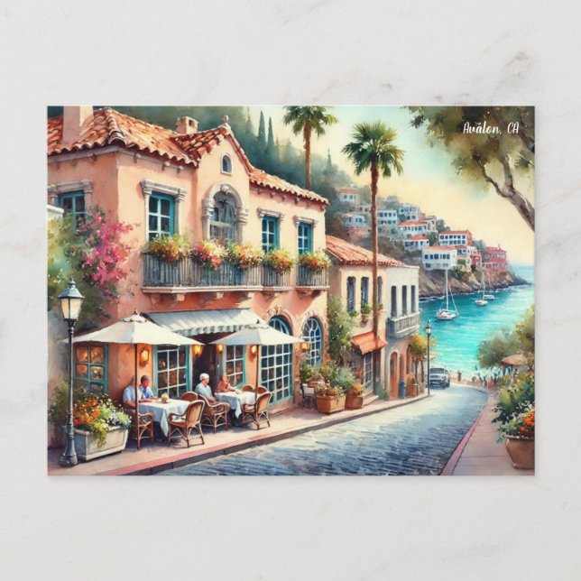 Cafe in Avalon Catalina Island California Postcard (Front)